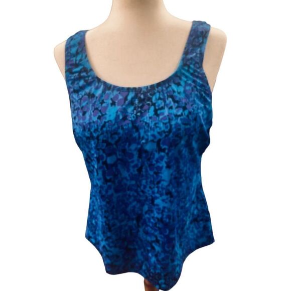Swimsuits for All Turquoise Pattern Tankini - Picture 1 of 7